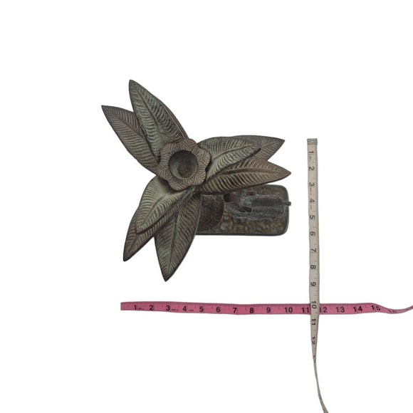 Vintage 15" Heavy Hammered Metal Giraffe Palm Tree Candlestick Holder - Picture 5 of 8